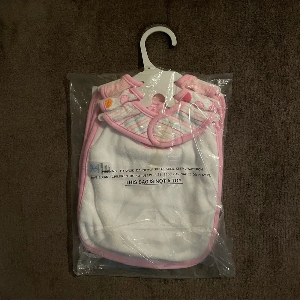 Spasilk 3 Pack Unisex-Baby Newborn Cotton Terry Feeder Bibs, Pink Butterfly 2